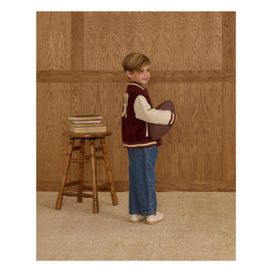Rylee + Cru - Velvet Varsity Bomber Jacket | Burgundy
