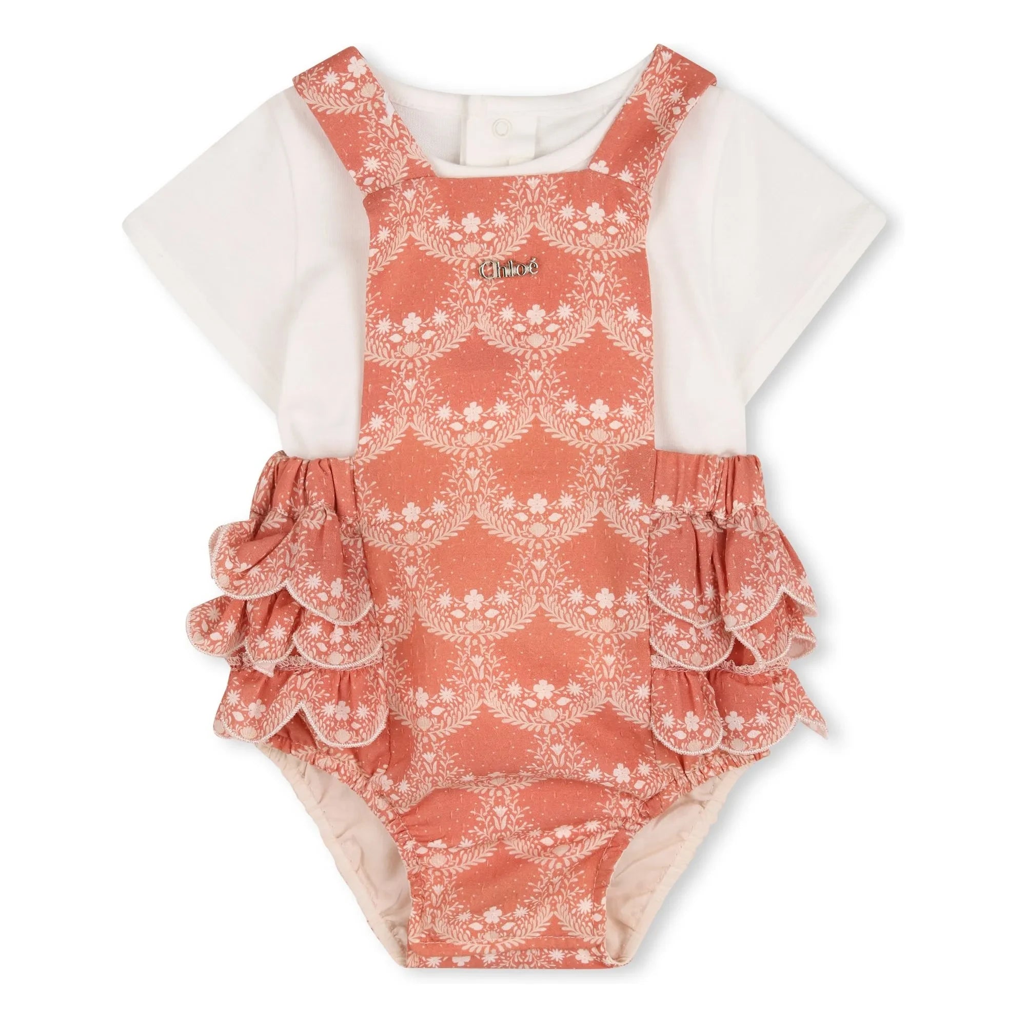 Chloé - Organic Cotton Overall and T-Shirt Set | Peach
