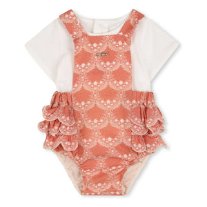 Chloé - Organic Cotton Overall and T-Shirt Set | Peach