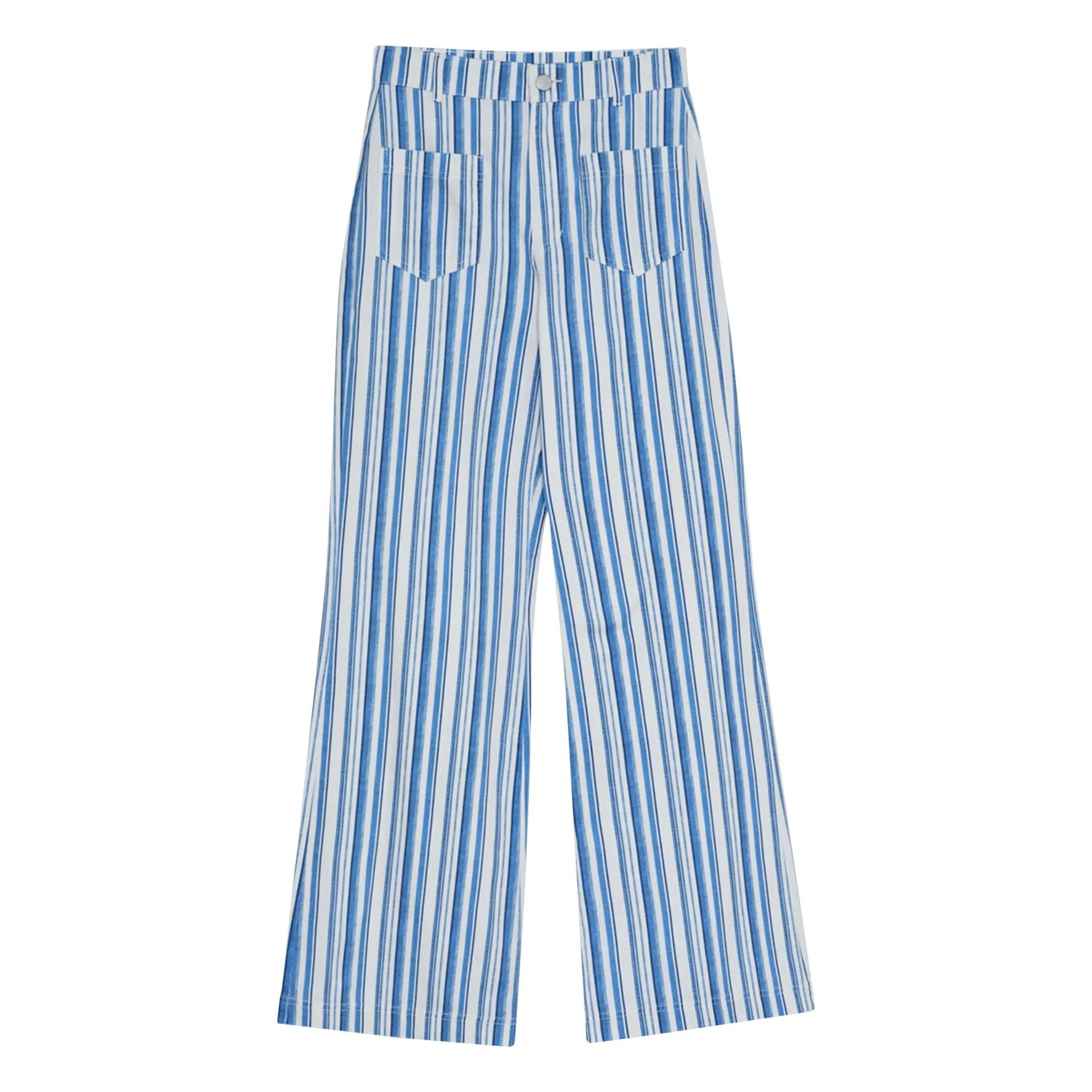the new society - Olmo Cotton Striped Pants | Blue