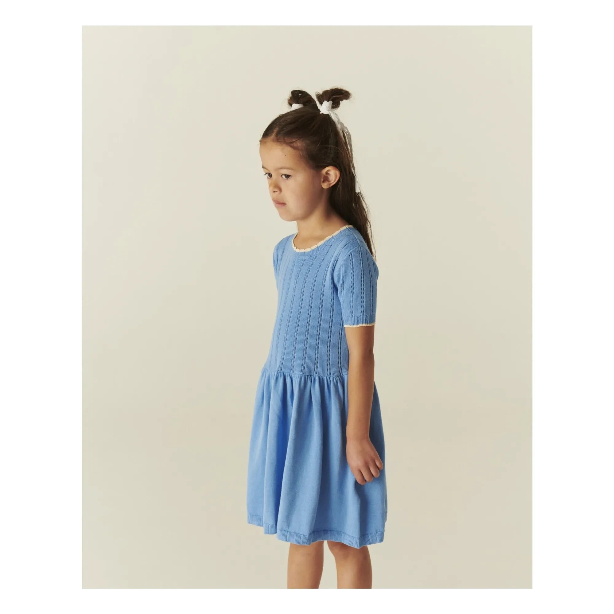 Copenhagen Colors - Pointelle Organic Cotton Mesh Dress | Azure Blue