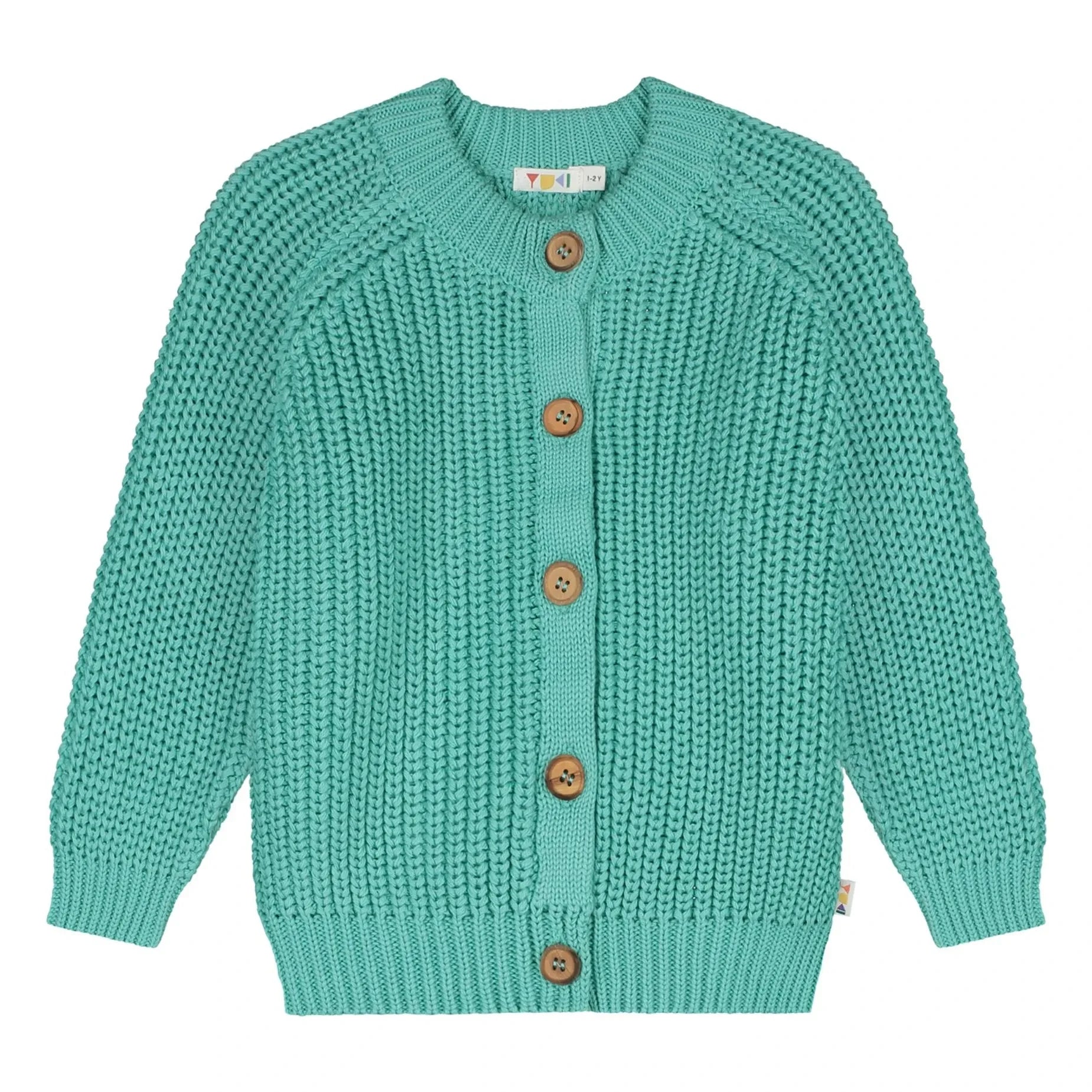Yuki - Organic Cotton Raglan Cardigan | Turquoise