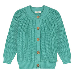 Yuki - Organic Cotton Raglan Cardigan | Turquoise