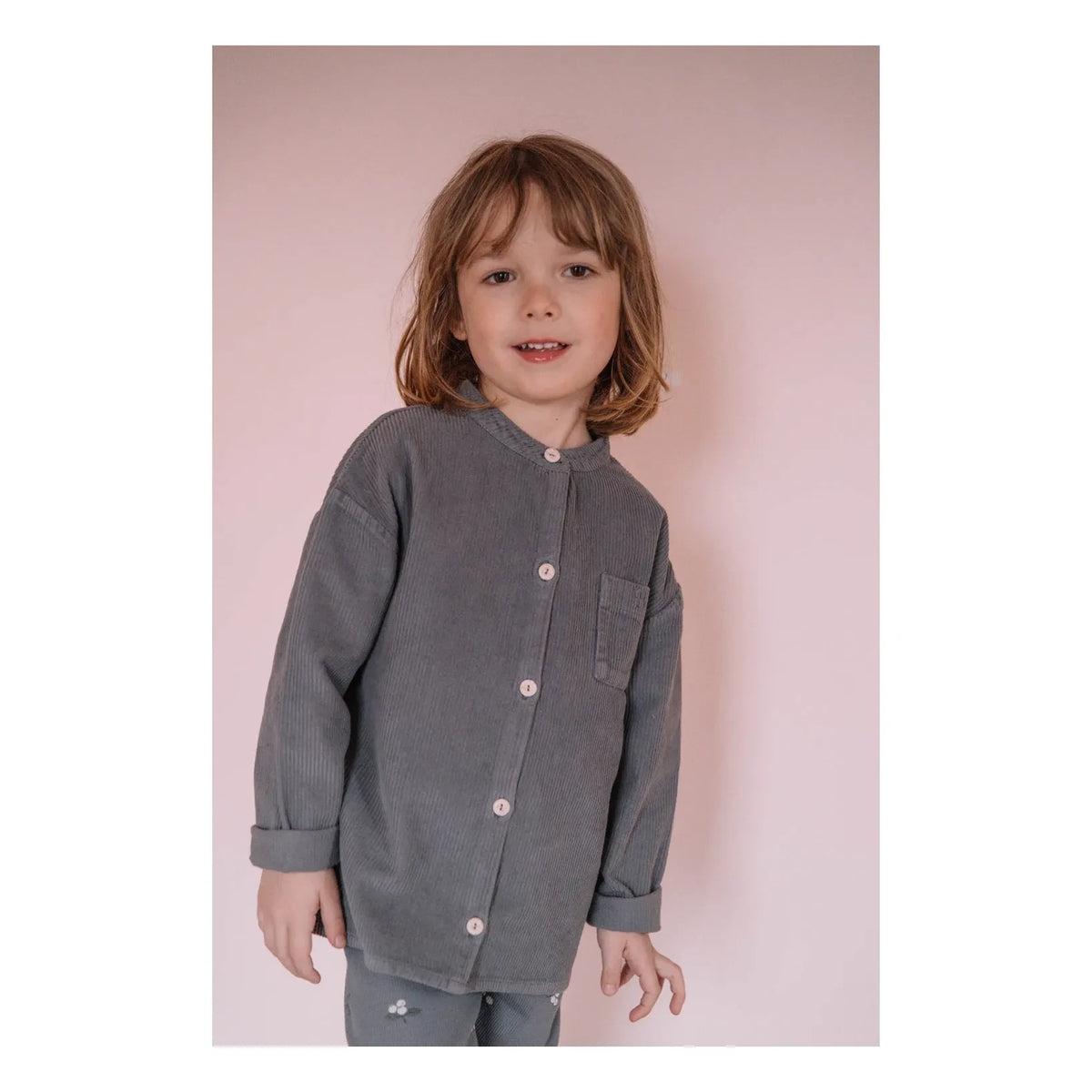 Studio Bohème - Jim Shirt, Striped Organic Cotton Corduroy | Grey blue