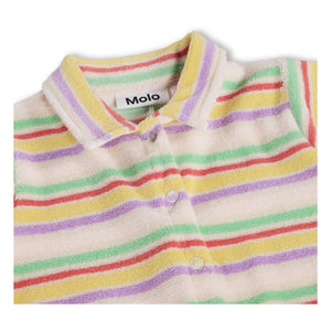 Molo - Fawn Striped Organic Cotton Romper | Ecru