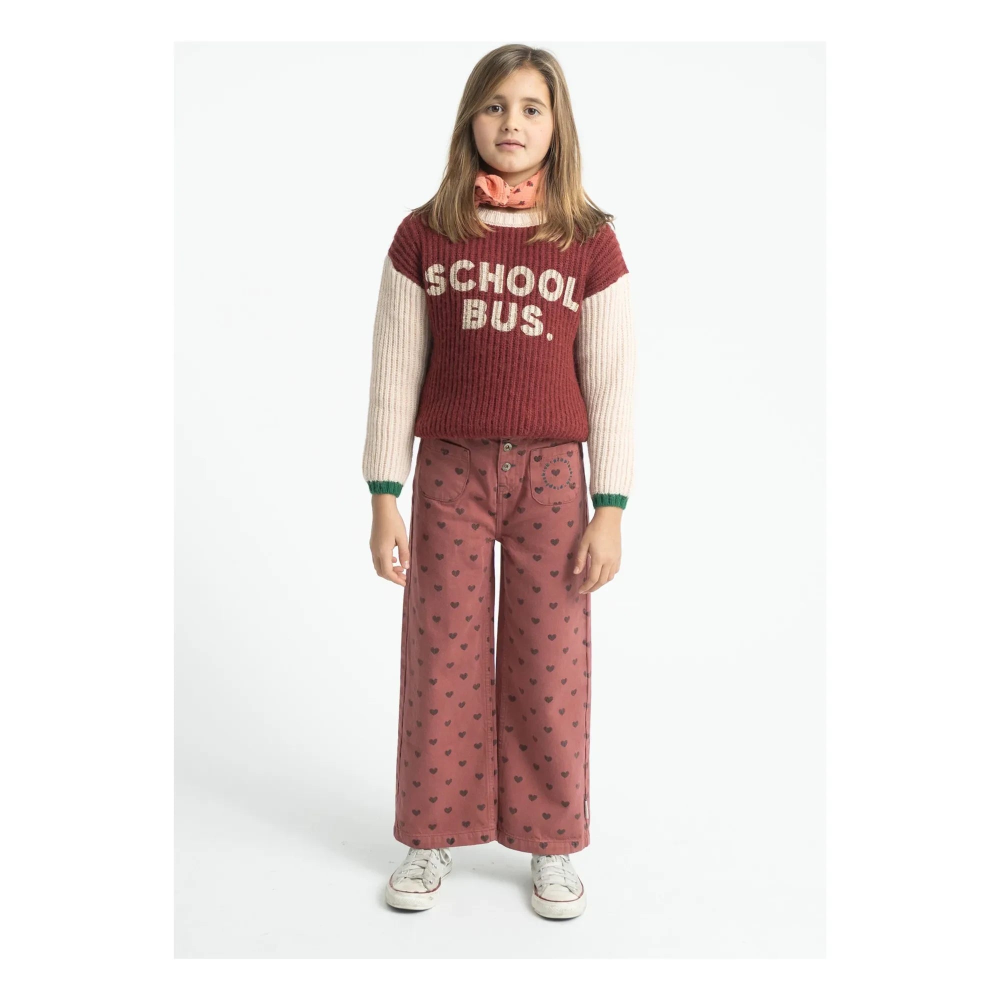 Piupiuchick - Organic Cotton Heart Print Flared Trousers | Pink