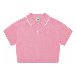 FUB - Polo Oversize Fine Pique Knit Organic Cotton | Candy pink