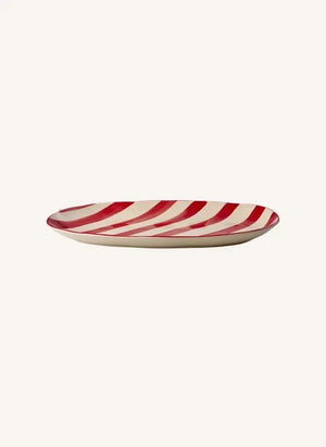 Rice - Striped Ceramic Plate | Red