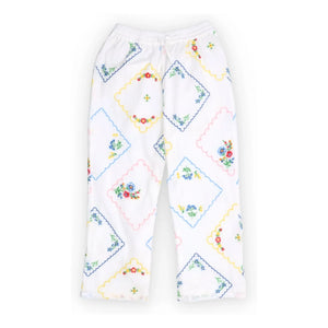 the new society - Jacinthe Fleuri Embroidered Trousers | White