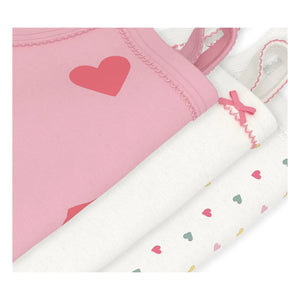 Petit Bateau - 3-Pack Organic Cotton Heart Strap Body Set | Pink