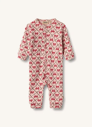 Wheat - Nikola organic cotton knotted romper | Framboise