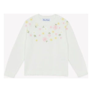 Tartine et Chocolat - Embroidered Flower Sweater | Ecru