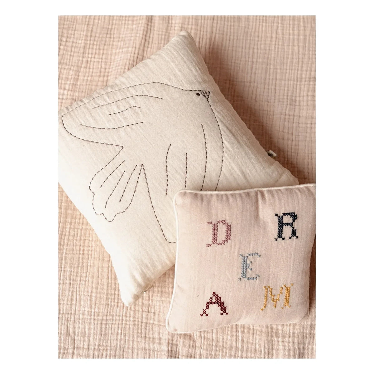 Editions Aimable - Hector Bird Cushion | Vanilla Muslin