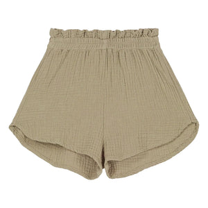 Studio Bohème - Georgette Waffle Shorts Organic Cotton Gauze | Open khaki