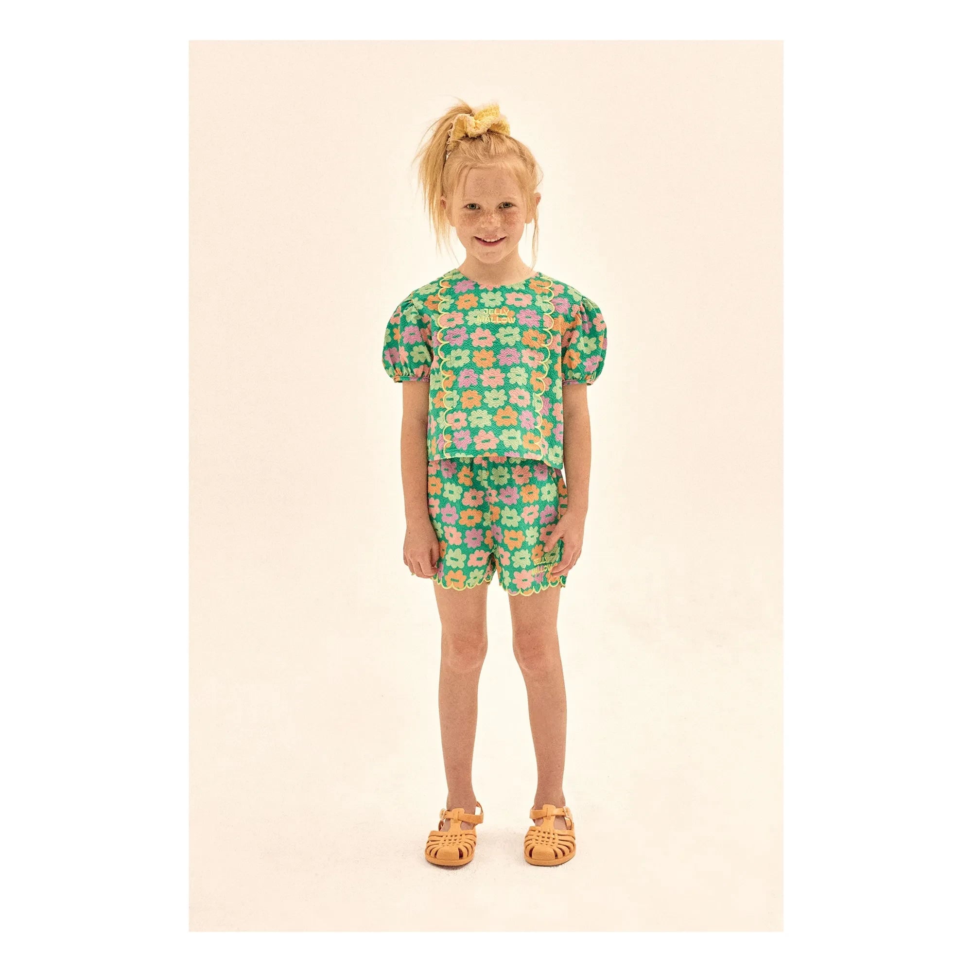 Jelly Mallow - Green Seersucker Floral Blouse