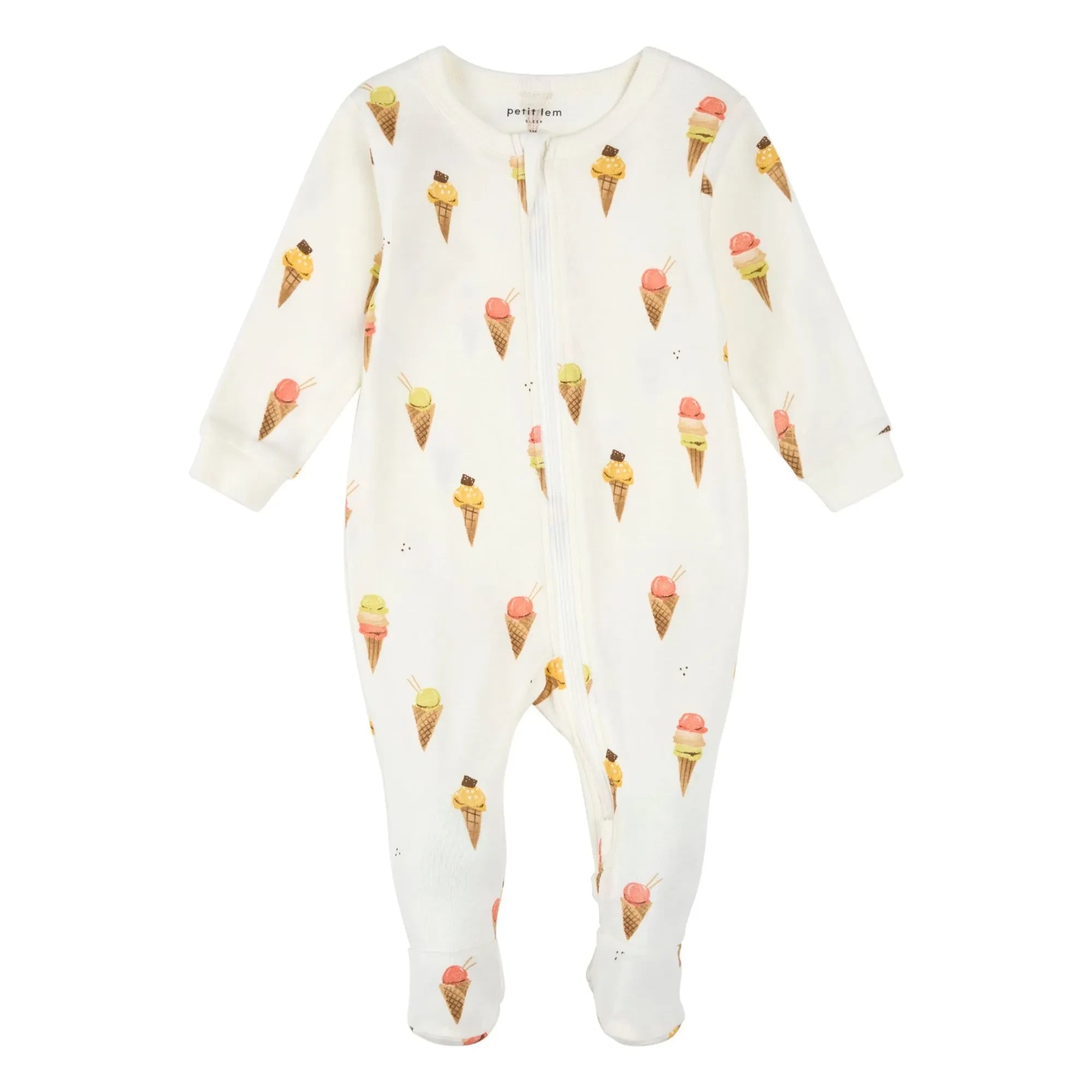 Petit Lem - Footed Pajama Ice Organic Cotton | Beige