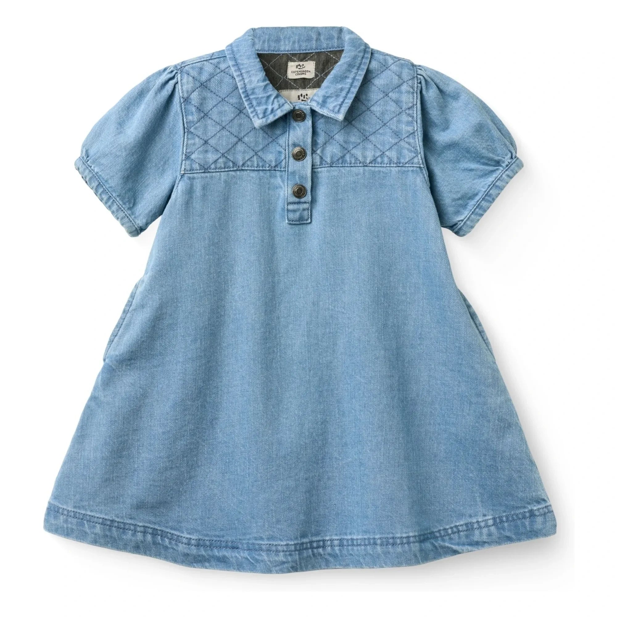 Copenhagen Colors - Quilted Denim Organic Cotton Dress | Light Blue