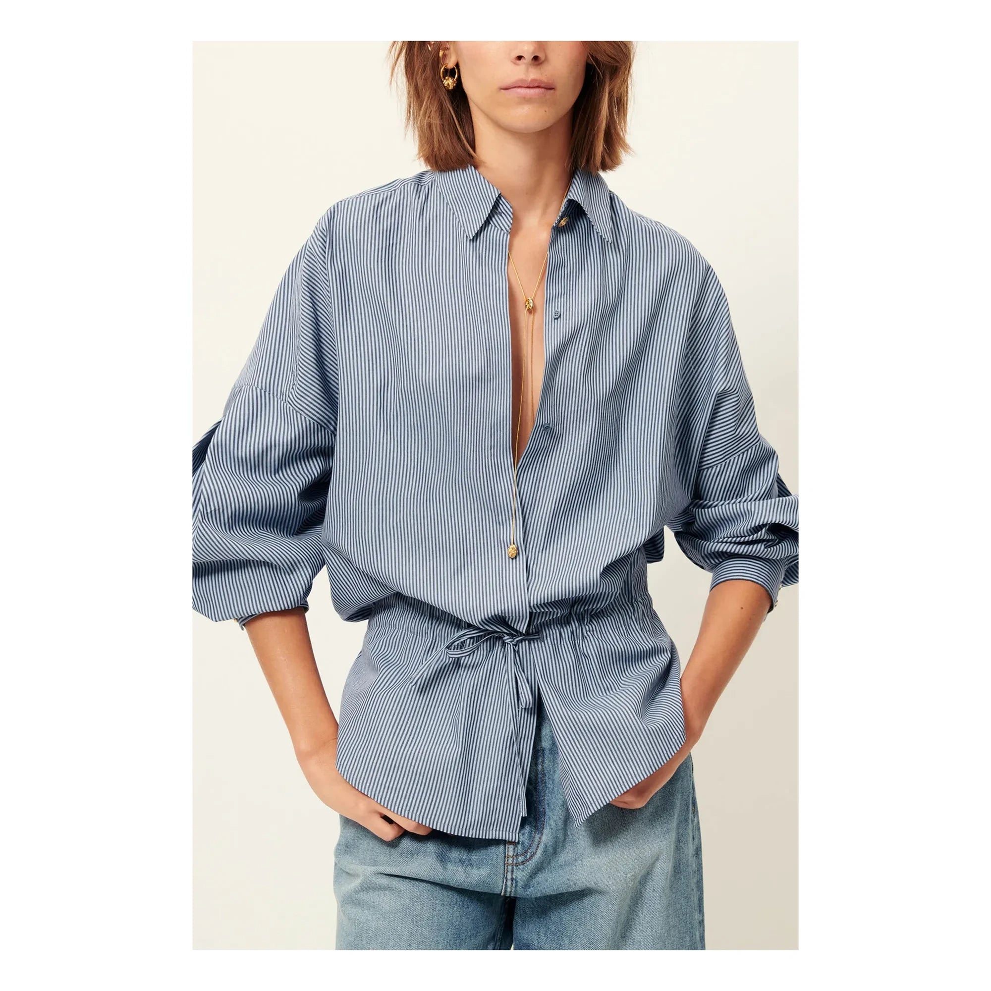 Sessùn - Santalin Cotton Striped Blouse | Blue