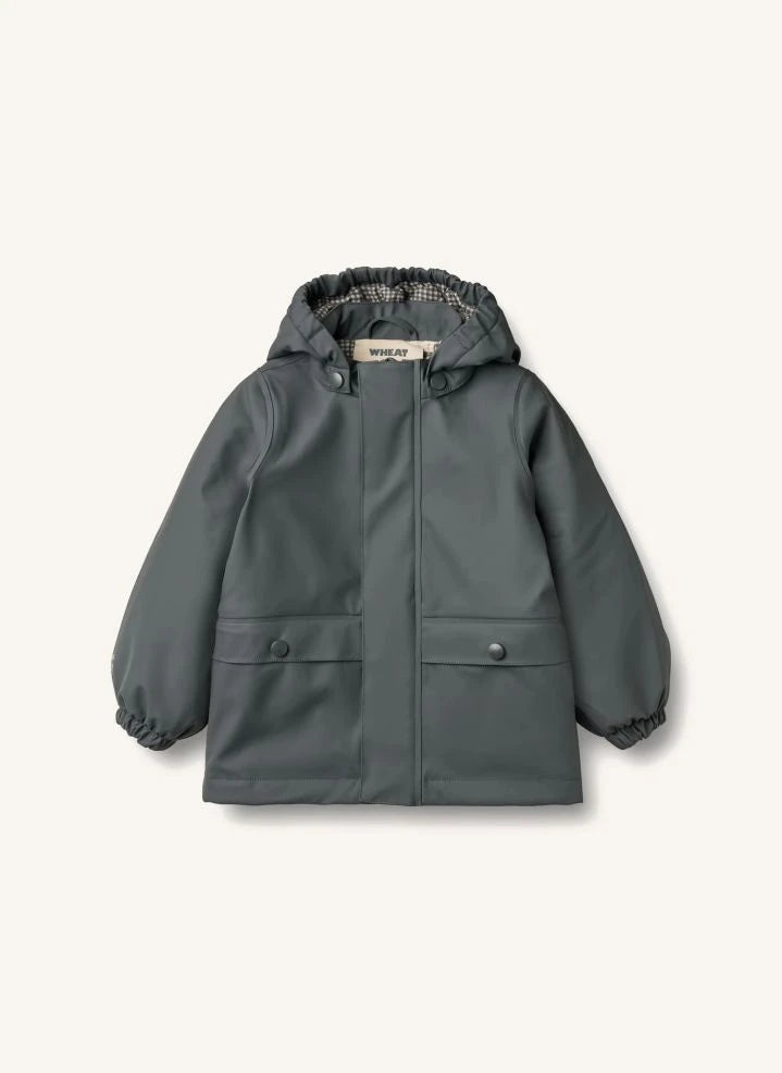 Wheat - Aju Recycled Fiber Raincoat | Grey blue