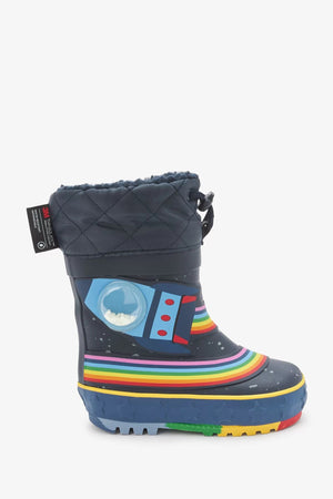 Dinossi - Boys Navy Blue Fur Astronaut Winter Boots - 26.5