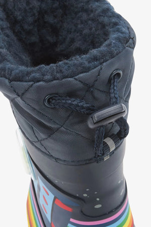 Dinossi - Boys Navy Blue Fur Astronaut Winter Boots - 26.5