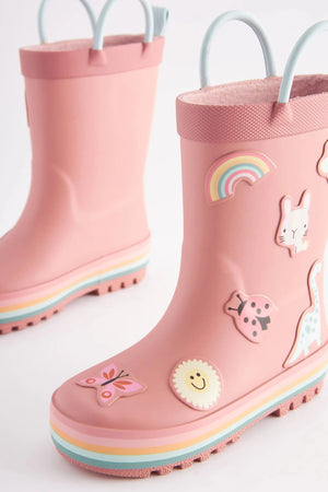 Dinossi - Soft Pink Soft Sole Girls Polar Fleece Rain Boots - 29