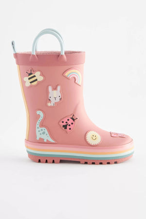 Dinossi - Soft Pink Soft Sole Girls Polar Fleece Rain Boots - 29