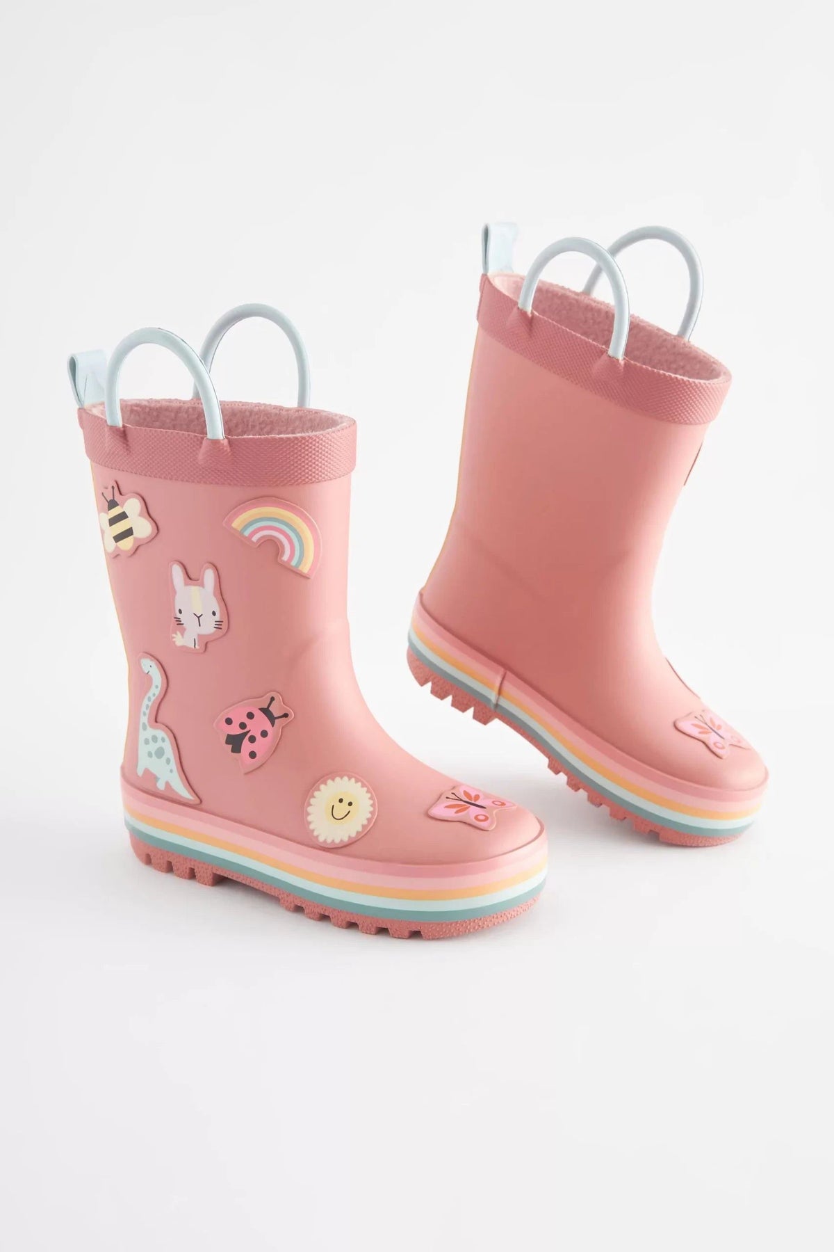 Dinossi - Soft Pink Soft Soled Girls Polar Fleece Rain Boots - 30.5