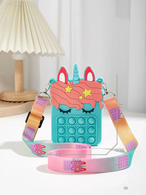 Dinossi - Unicorn Popit Design Baby Blue Girl Shoulder Bag