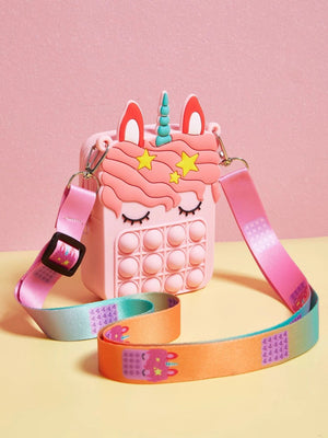 Dinossi - Unicorn Poppies Design Pink Girl Shoulder Bag