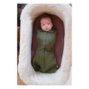 Tante Reine - Organic Cotton Swaddle Sleep Suit | Khaki