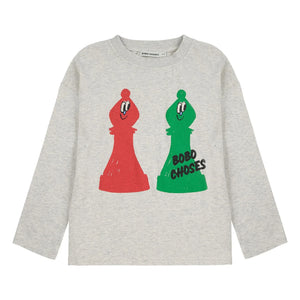 Bobo Choses - Organic Cotton Chess T-shirt | Grey Melange
