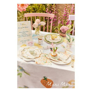 Meri Meri - İlkbahar çiçekli tavşan tabaklar - 8'li Set | Pastel