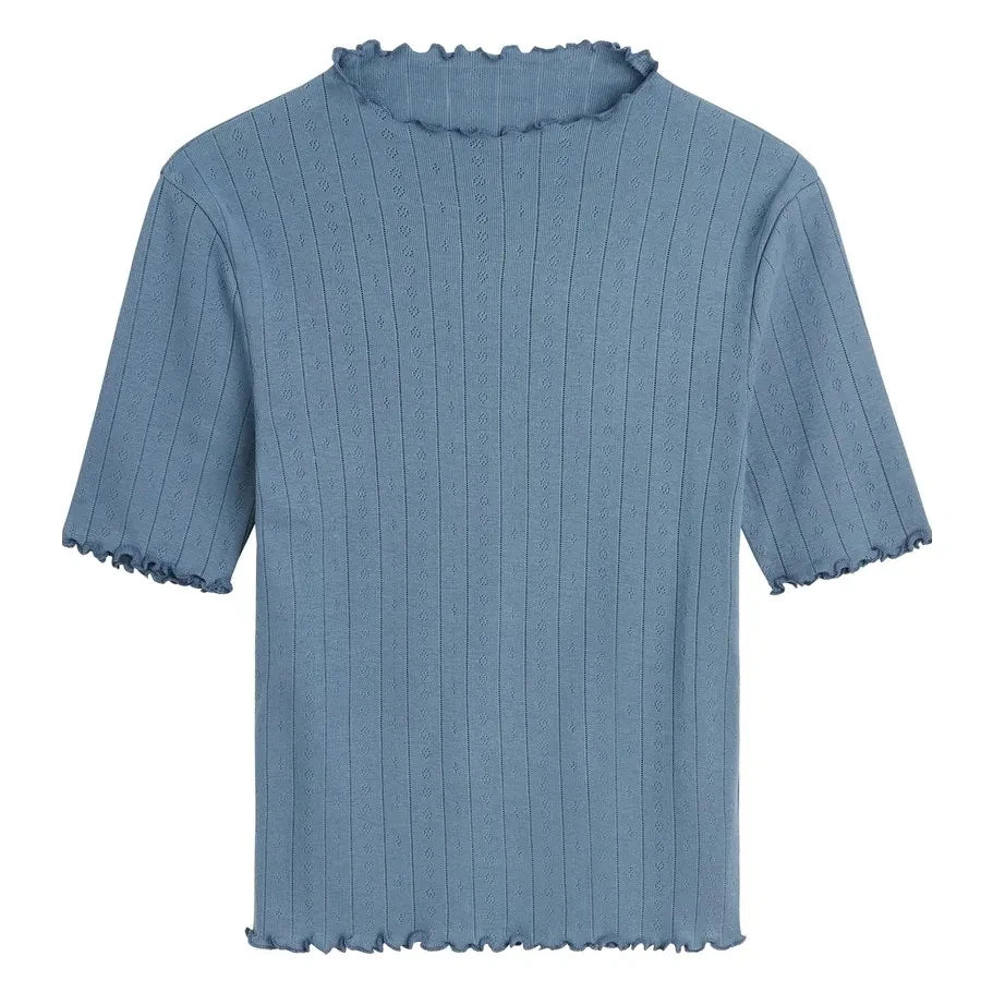 Skall Studio - Edie Organik Pamuklu Tişört | Gri Mavi