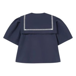 The Tiny Big Sister - Sailor Cotton Blouse | Navy Blue