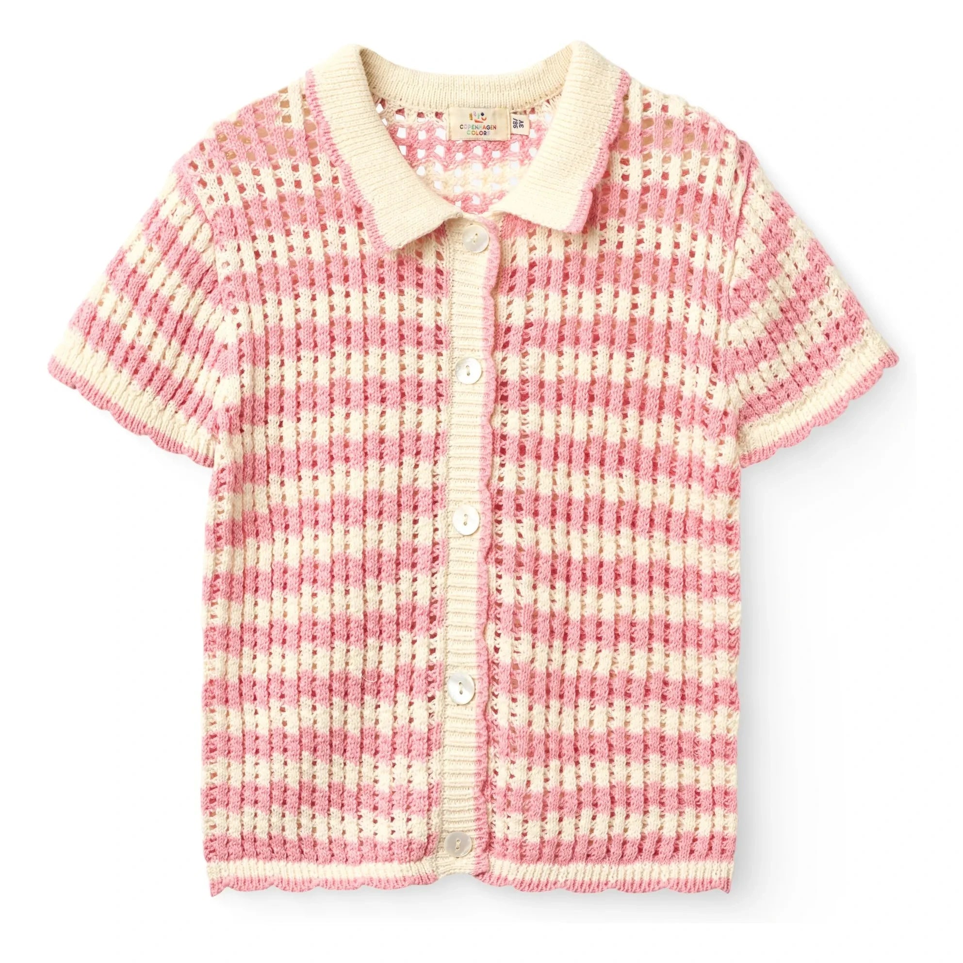 Copenhagen Colors - Organic Cotton Crochet Short Sleeve Cardigan | Ecru