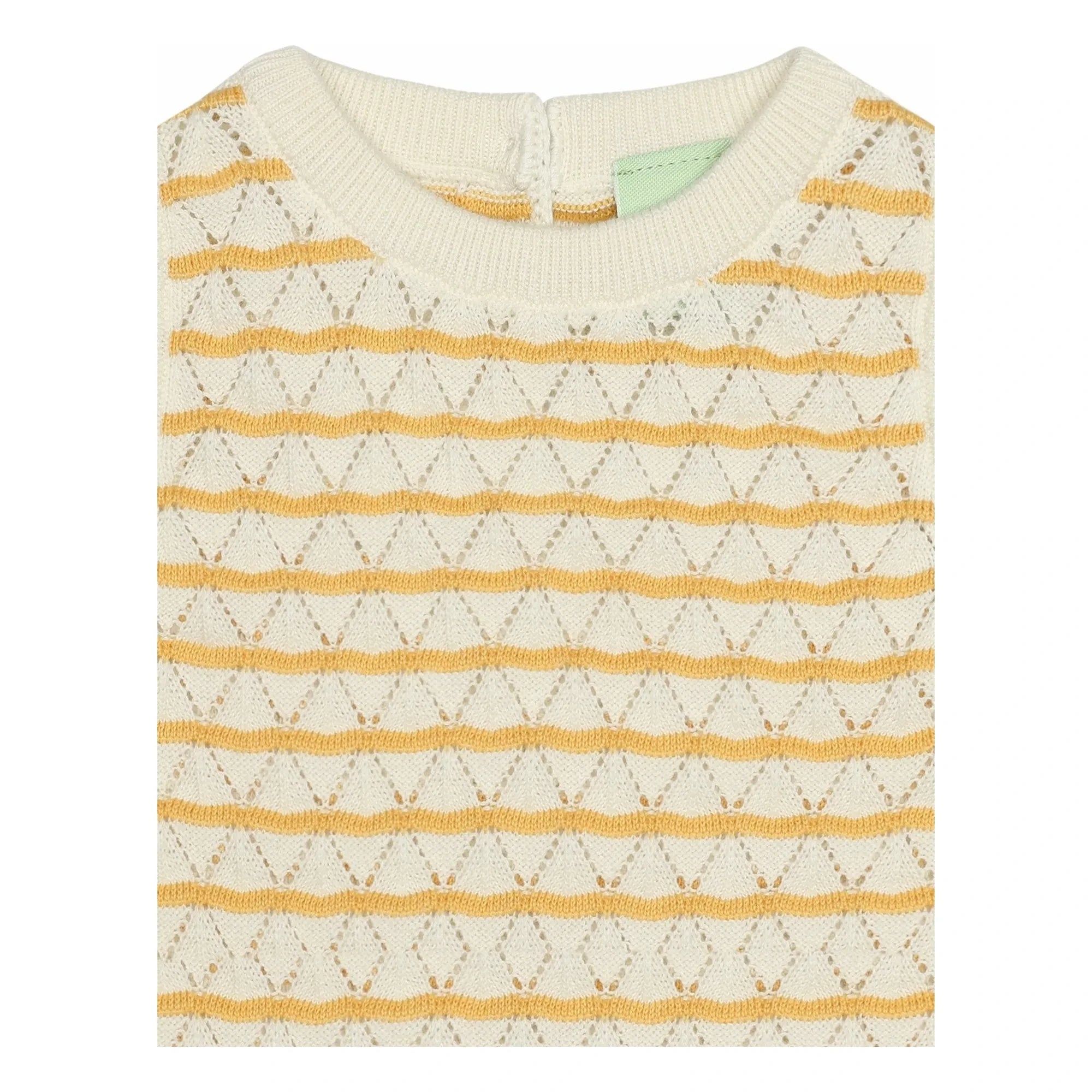 FUB - Striped Pointelle Top Made from Organic Cotton Fine Knit | Yellow