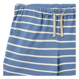 Wheat - Striped Organic Cotton Kalle Jersey Shorts | Blue