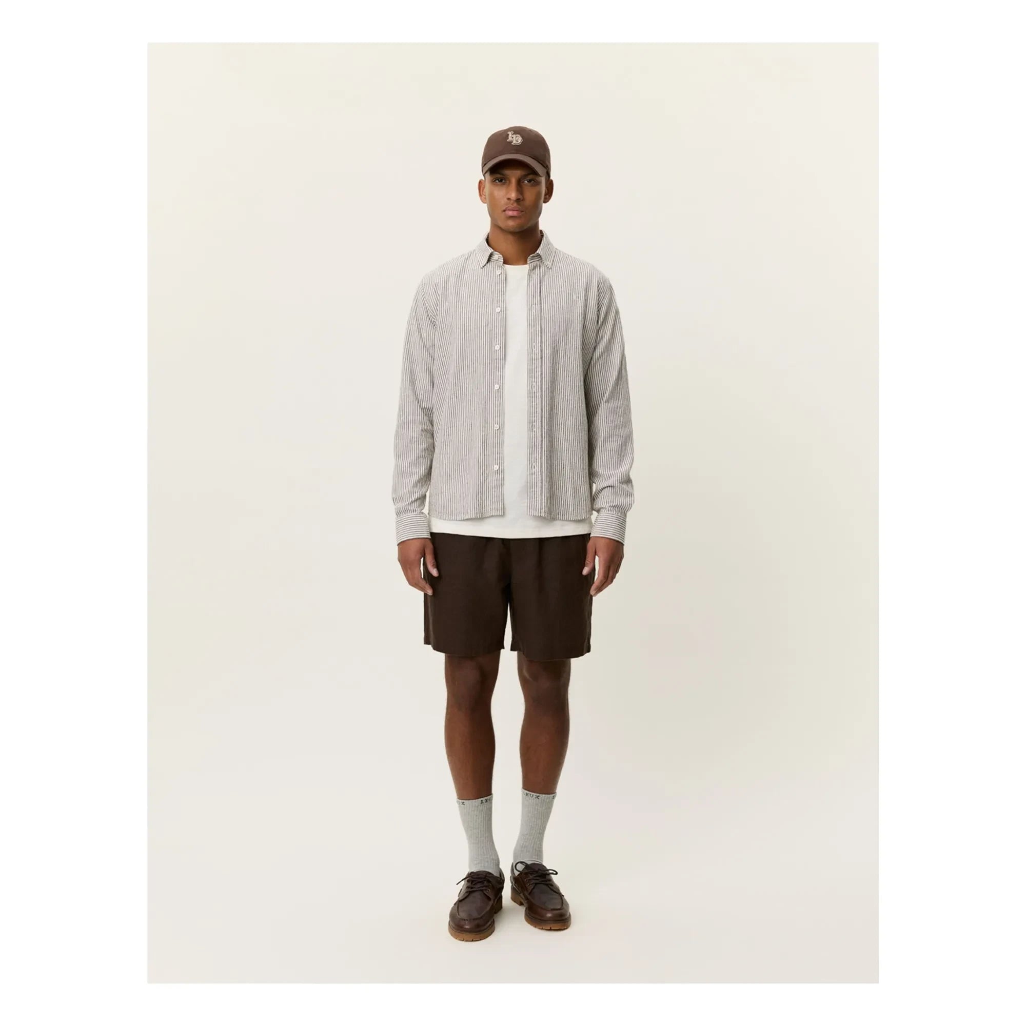 Les Deux - Striped Shirt Konrad Linen | Light Brown