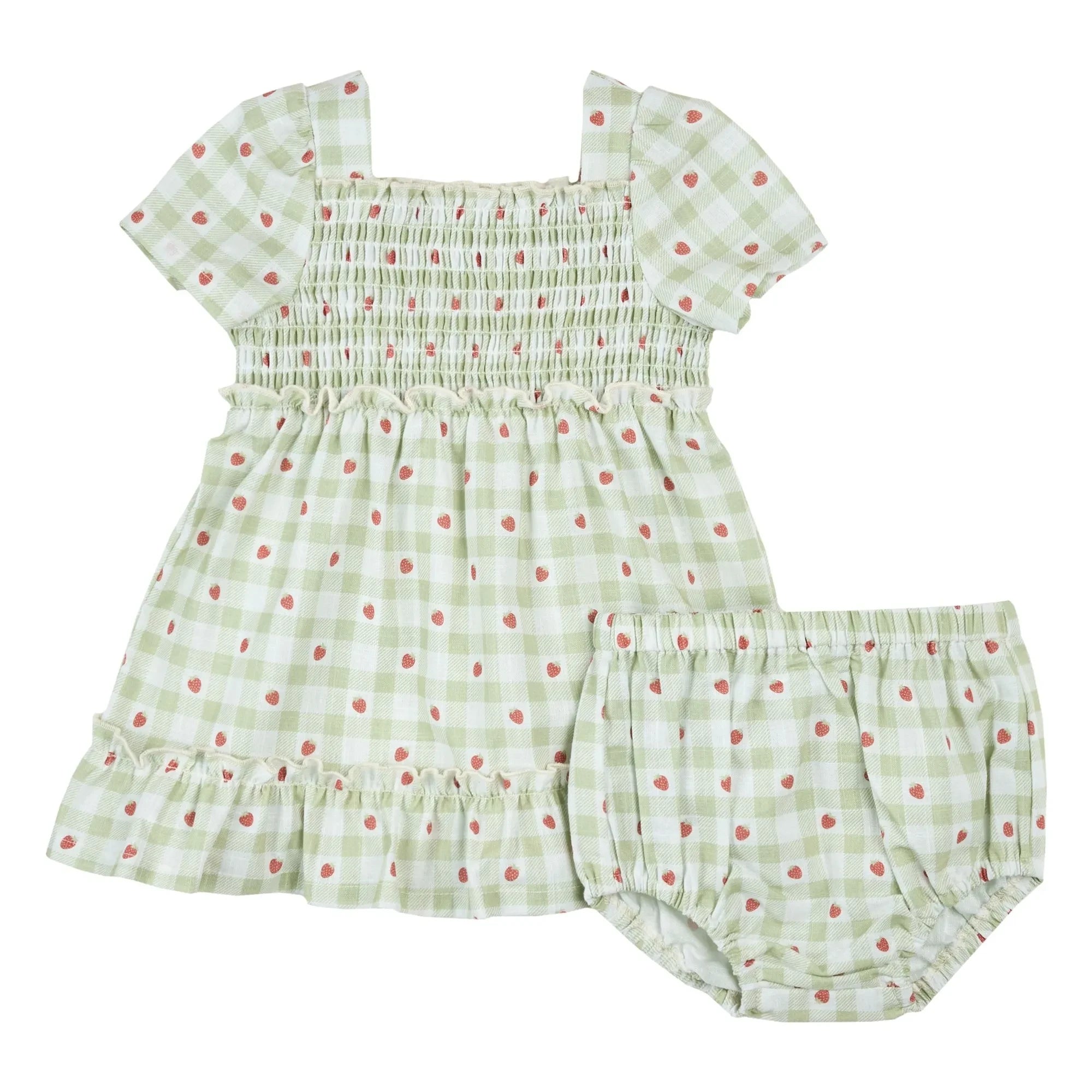 Petit Lem - Organic Cotton Checkered Dress and Bloomer Set | Green