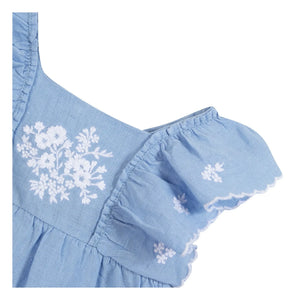 Tartine et Chocolat - Embroidered Festoon Dress | Azure Blue