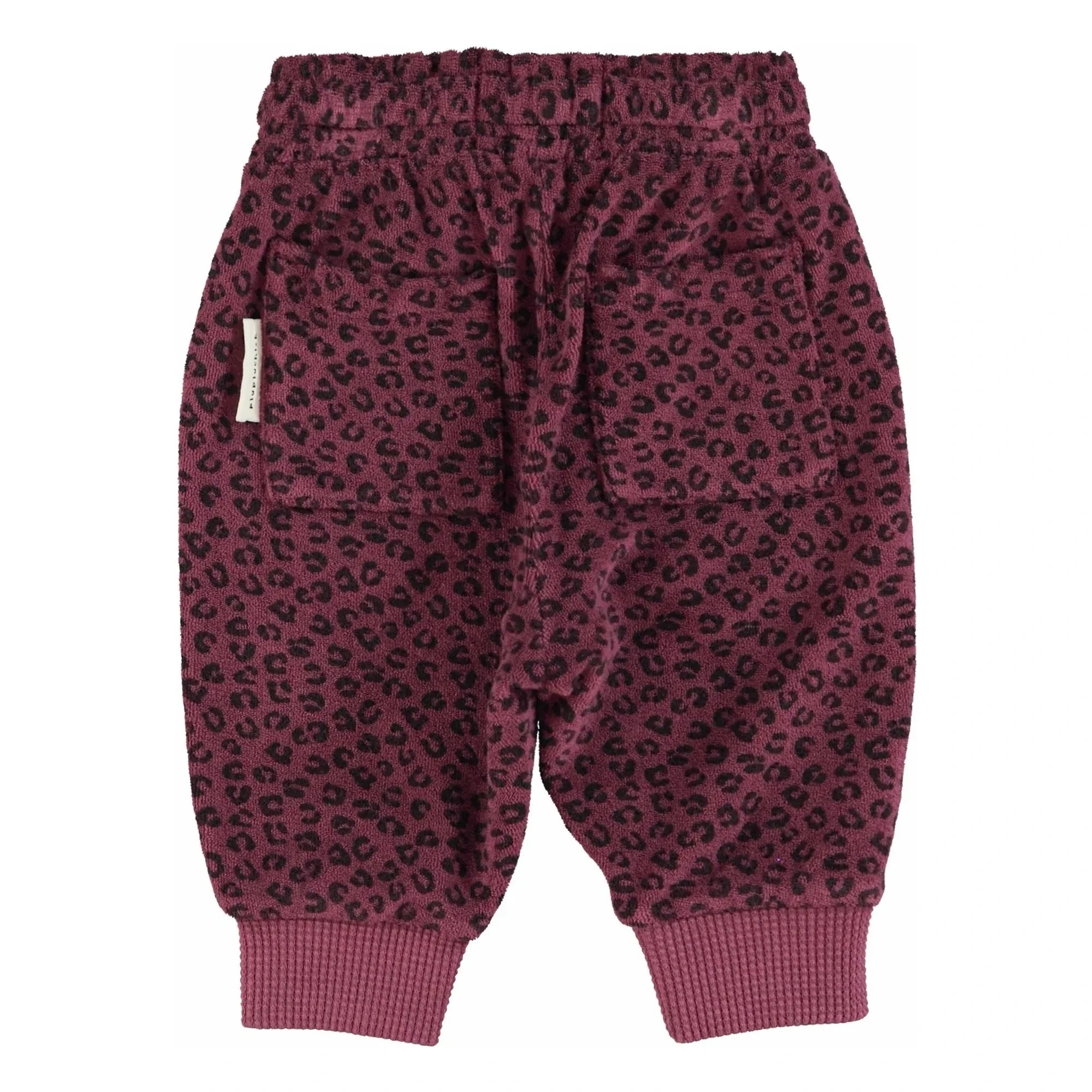 Piupiuchick - Organic Cotton Leopard Pattern Terry Jogger | Aubergine