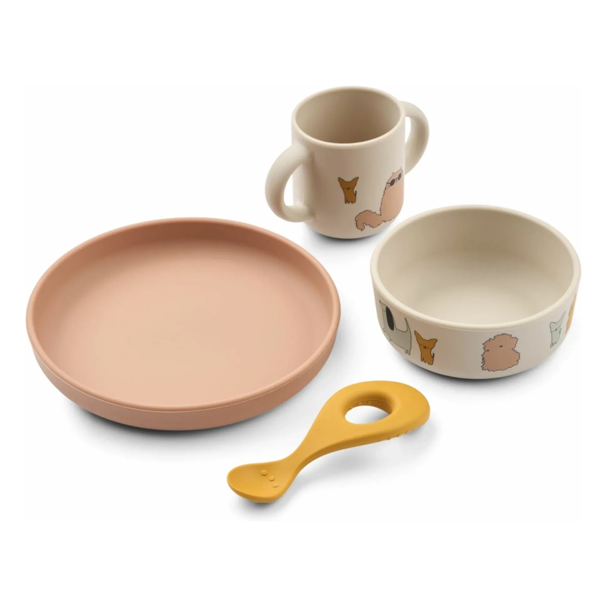 Liewood - Vivi Silicone Plate Set - 4-piece | Cats and Dogs/Sandy