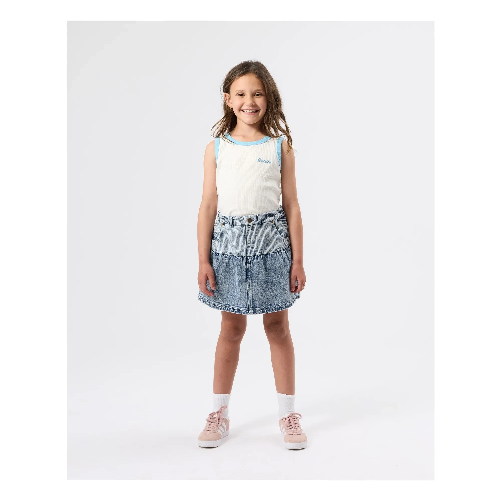 Goldie + Ace - Contrast Ribbed Tank Top | White