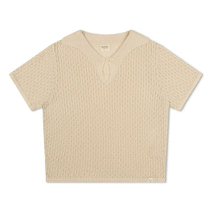 Matona - Pointelle Organic Cotton Polo T-Shirt | Cream