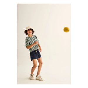 Cozmo - Enea Striped Towel T-Shirt | Navy Blue
