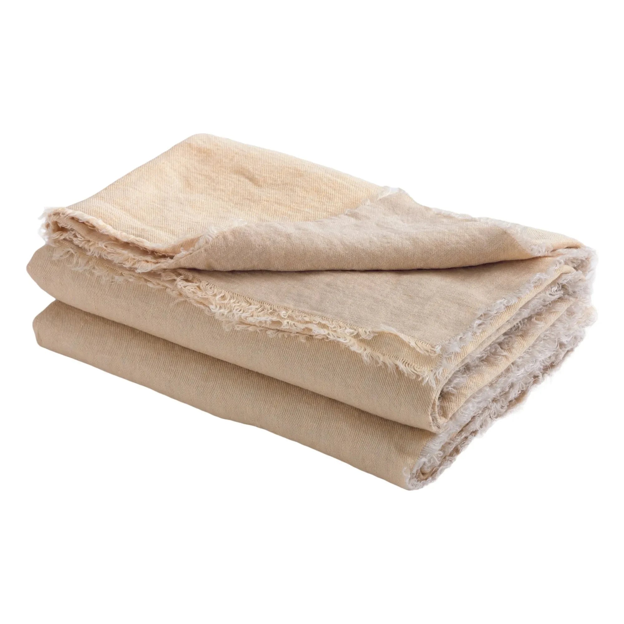 Maison de Vacances - Vice Versa Washed Linen Fringed Blanket | Butter/Givré