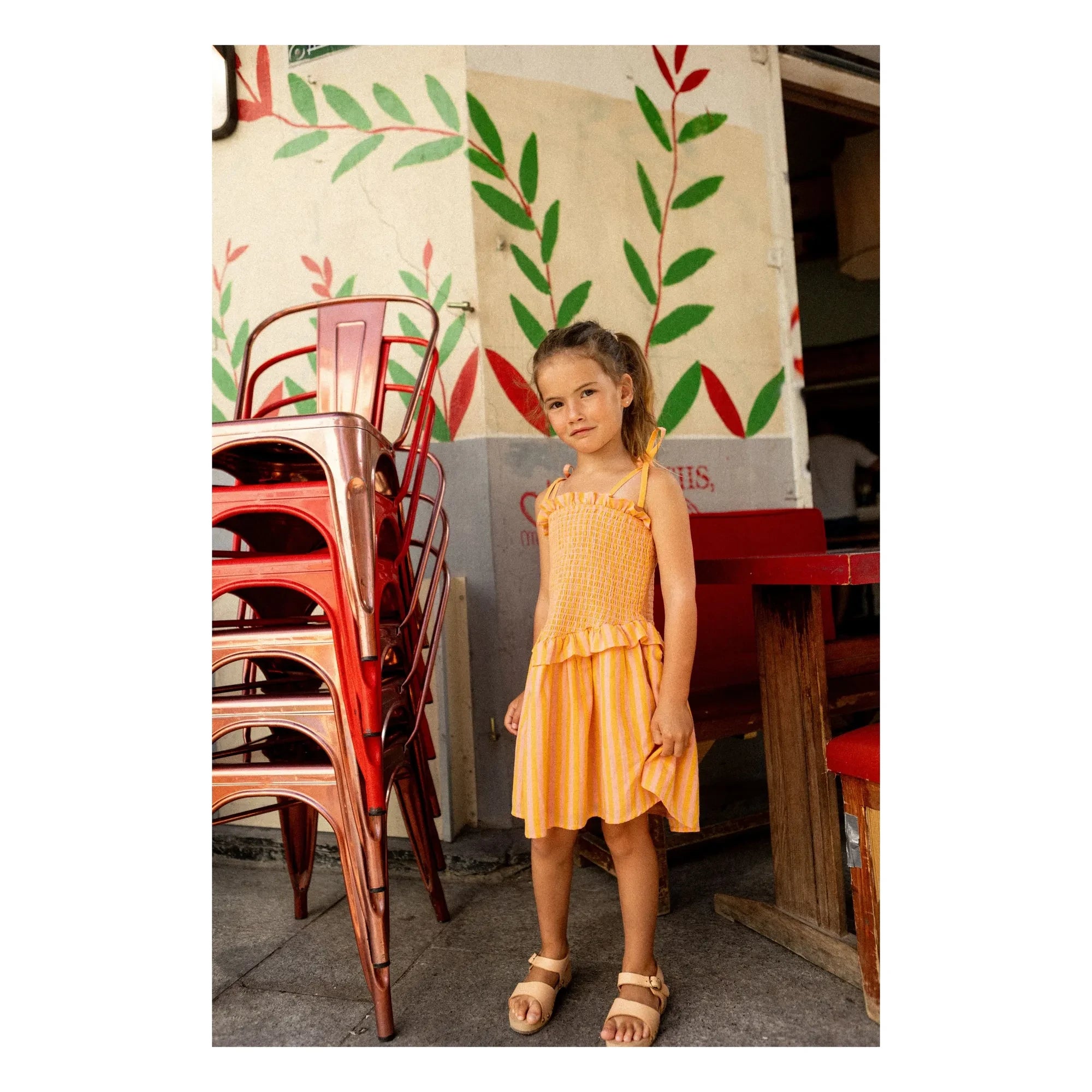 Louis Louise - Striped Eden Drawstring Dress | Orange