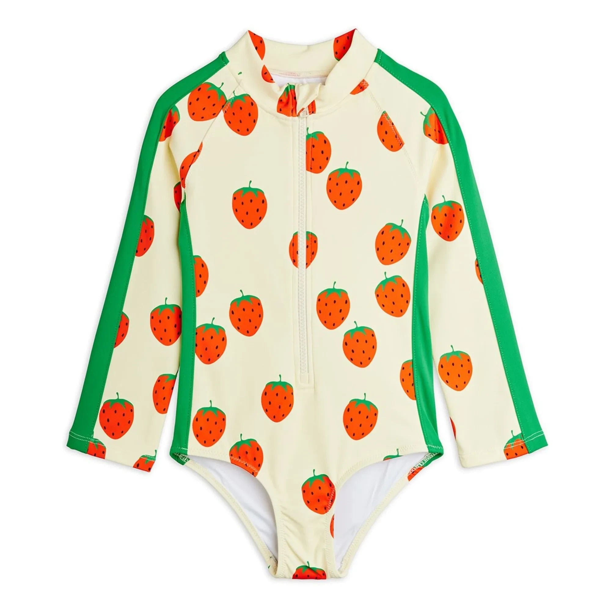 Mini Rodini - Long Sleeve Swimsuit Strawberry Recycled Fibres | Ecru