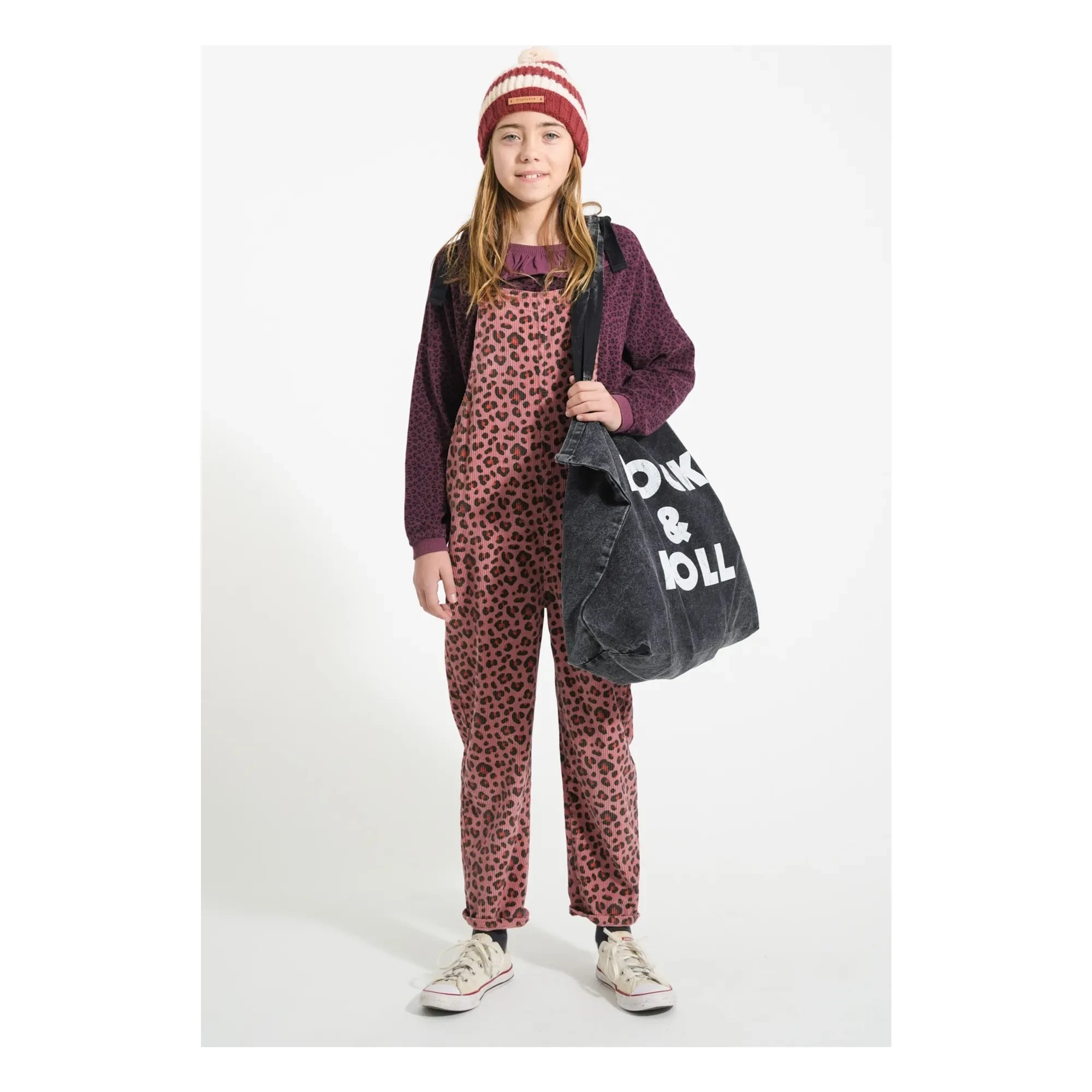 Piupiuchick - Ruffled Collar Sweatshirt Leopard Organic Cotton | Aubergine